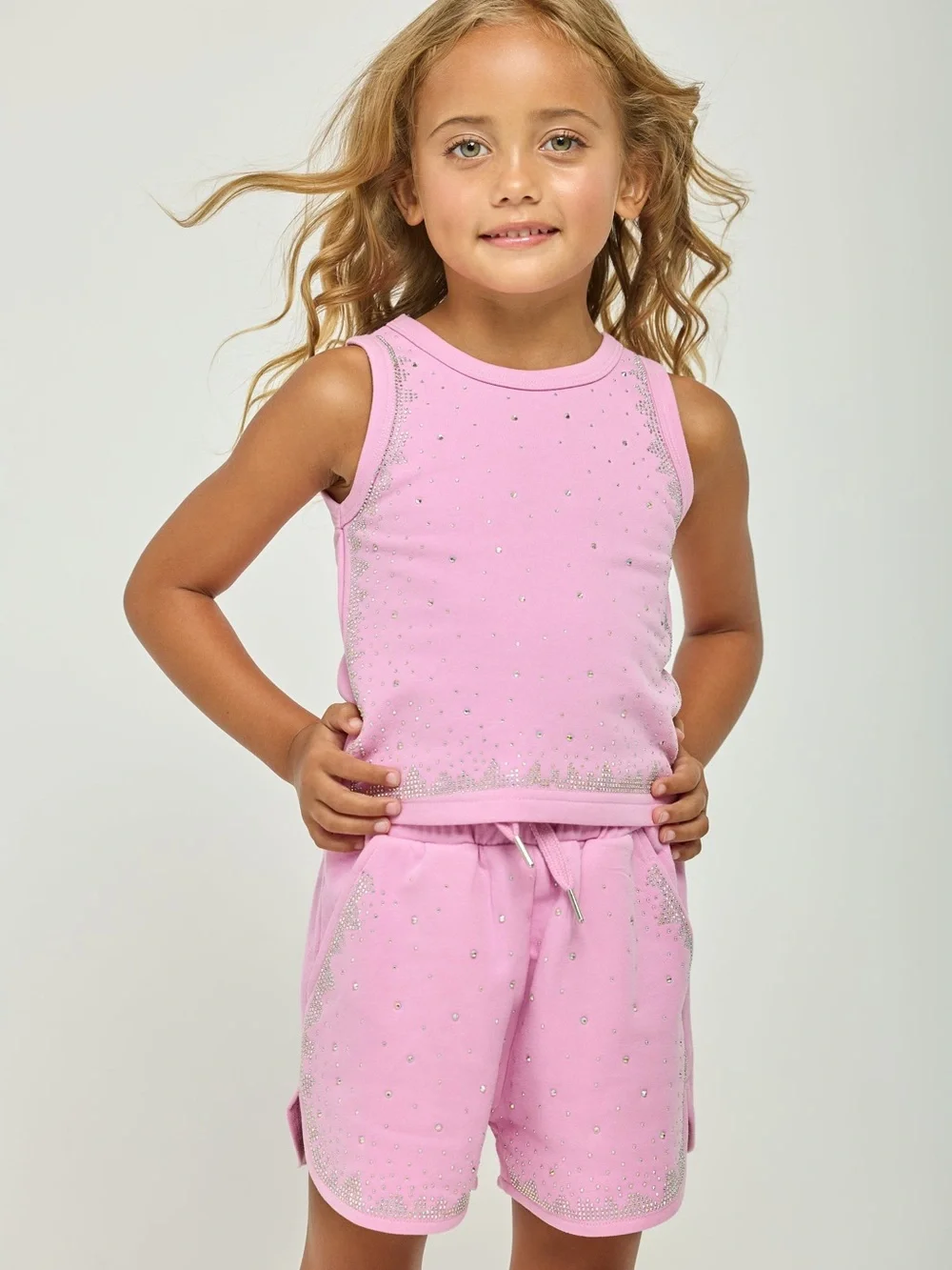 Dollfaces Kids girls Size 6 diamond sparkle short set